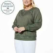 "As Is" Democracy Long-Sleeve Lace Front Sweatshirt