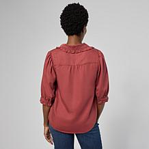 "As Is" Democracy Ruffled Edge Pintuck Blouse