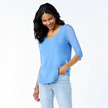 "As Is" DG2 by Diane Gilman 2-pack Print/Solid Mesh Top