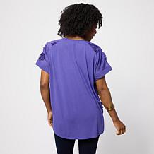 "As Is" DG2 by Diane Gilman 3D Floral Voile Blouse