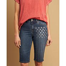 "As Is" DG2 by Diane Gilman Americana Embellished Bermuda Short