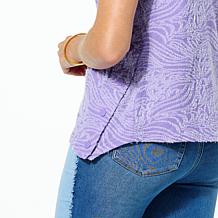 "As Is" DG2 by Diane Gilman Burnout Tee with Snap Detail