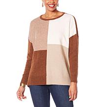 "As Is" DG2 by Diane Gilman Colorblocked Boxy Sweater