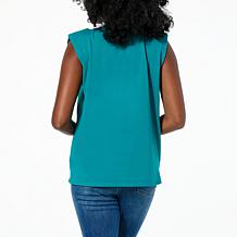 "As Is" DG2 by Diane Gilman Cotton Jersey Knit Chain Detail Top