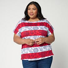 "As Is" DG2 by Diane Gilman Cotton Modal Slub-Printed Dolman Tee