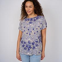"As Is" DG2 by Diane Gilman Cotton Modal Slub-Printed Dolman Tee