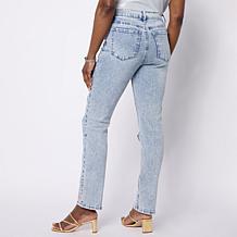 "As Is" DG2 by Diane Gilman Crystal-Accented Straight Leg Stretch Jean