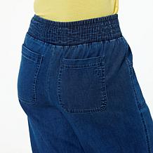 "As Is" DG2 by Diane Gilman Dream Drape Smocked Waist Wide-Leg Jean