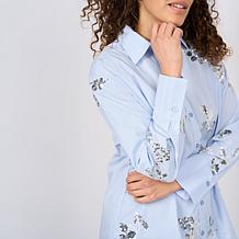 "As Is" DG2 by Diane Gilman Embellished Striped Poplin Button-Down ...