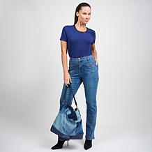 "As Is" DG2 by Diane Gilman Embellished U-Neck Short-Sleeve Tee