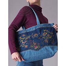 "As Is" DG2 by Diane Gilman Embroidered Denim Tote Bag