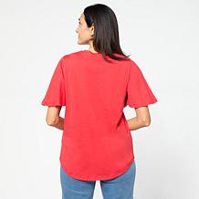 "As Is" DG2 by Diane Gilman Embroidered Flutter Sleeve Top