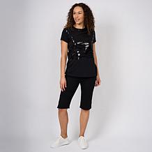"As Is" DG2 by Diane Gilman Everyday Jersey Cap-Sleeve Top