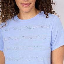 "As Is" DG2 by Diane Gilman Everyday Jersey Crewneck Embellished Tee