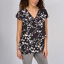 "As Is" DG2 by Diane Gilman Everyday Jersey Flutter Sleeve Asymmetr...