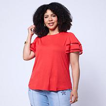 "As Is" DG2 by Diane Gilman Everyday Jersey Flutter Sleeve Top