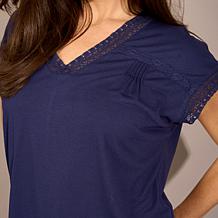 "As Is" DG2 by Diane Gilman Everyday Jersey Lace Trimmed Knit Top