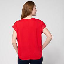 "As Is" DG2 by Diane Gilman Everyday Jersey Lace Trimmed Knit Top