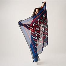 "As Is" DG2 by Diane Gilman Heart-Printed Chiffon Scarf