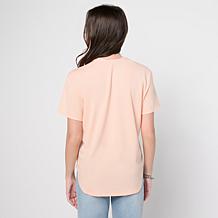 "As Is" DG2 by Diane Gilman Jersey Embellished Shirttail Tee