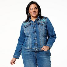 "As Is" DG2 by Diane Gilman Legacy Embllishd Stretch Denim Jean Jacket