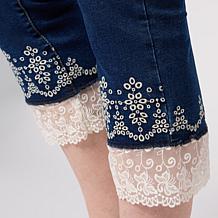 "As Is" DG2 by Diane Gilman Legacy Stretch Denim Embroidered Lace H...