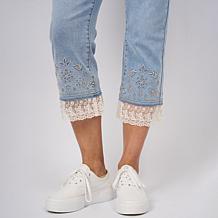 "As Is" DG2 by Diane Gilman Legacy Stretch Denim Embroidered Lace H...
