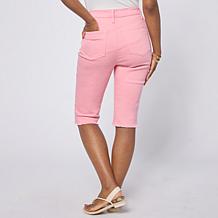 "As Is" DG2 by Diane Gilman Legacy Stretch Denim Fray Hem Bermuda S...
