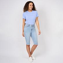 "As Is" DG2 by Diane Gilman Legacy Stretch Denim Fray Hem Bermuda S...