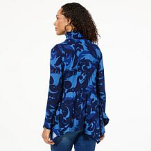 "As Is" DG2 by Diane Gilman Long-Sleeve Handkerchief Hem Turtleneck...