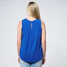 "As Is" DG2 by Diane Gilman Metallic Embroidered Mixed Media Tank