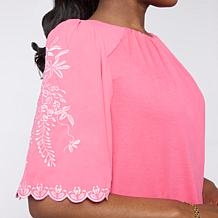 "As Is" DG2 by Diane Gilman Mixed Media Embroidered Sleeve Top