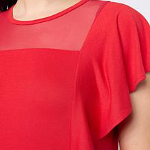 "As Is" DG2 by Diane Gilman Mixed Media Ruffle Sleeve Top