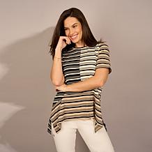 "As Is" DG2 by Diane Gilman Multi-Stripe Rib Knit Tunic