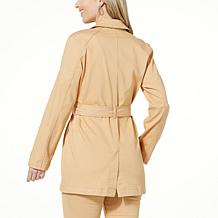 "As Is" DG2 by Diane Gilman New Classic Stretch Denim City Trench Coat