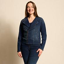 "As Is" DG2 by Diane Gilman New Classic Stretch Denim Collarless Mo...