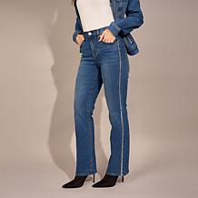 "As Is" DG2 by Diane Gilman New Classic Stretch Denim Crystal Bootc...