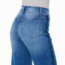 "As Is" DG2 by Diane Gilman New Classic Stretch Denim Frayed Wide-L...