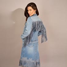 "As Is" DG2 by Diane Gilman New Classic Stretch Denim Fringe Wester...