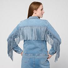 "As Is" DG2 by Diane Gilman New Classic Stretch Denim Fringe Wester...