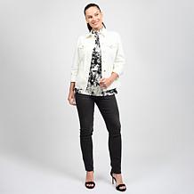 "As Is" DG2 by Diane Gilman New Classic Stretch Denim Scarf Panel B...