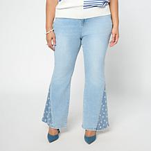 "As Is" DG2 by Diane Gilman New Classic Stretch Denim Star Panel Fl...