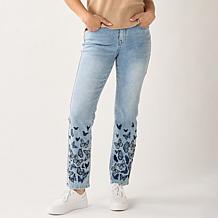 "As Is" DG2 by Diane Gilman New Classic Stretch Embroidered Straigh...