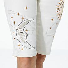 "As Is" DG2 by Diane Gilman New Classic Stretch Embroidered Bermuda...