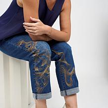 "As Is" DG2 by Diane Gilman New Classic Stretch Embroidered Girlfri...
