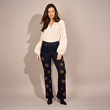 "As Is" DG2 by Diane Gilman New Classic Stretch Medallion Flare Jean
