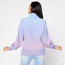 "As Is" DG2 by Diane Gilman Ombre Cable Turtleneck Sweater
