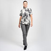 "As Is" DG2 by Diane Gilman Printed Dolman Sleeve Turtleneck Top