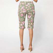 "As Is" DG2 by Diane Gilman Printed Stretch Denim Pull-On Bermuda S...