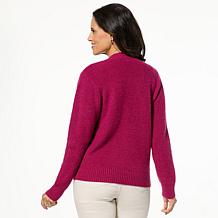 "As Is" DG2 by Diane Gilman Rhinestone Embellished V-Neck Sweater